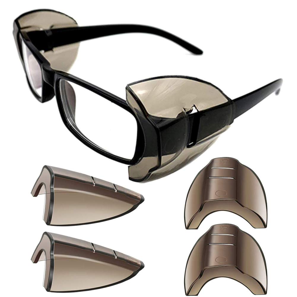 KMDJG 2 Pairs Safety Eye Glasses Side Shields, Slip On Side Shields, Fits Medium to Large Eyeglasses (Grey)