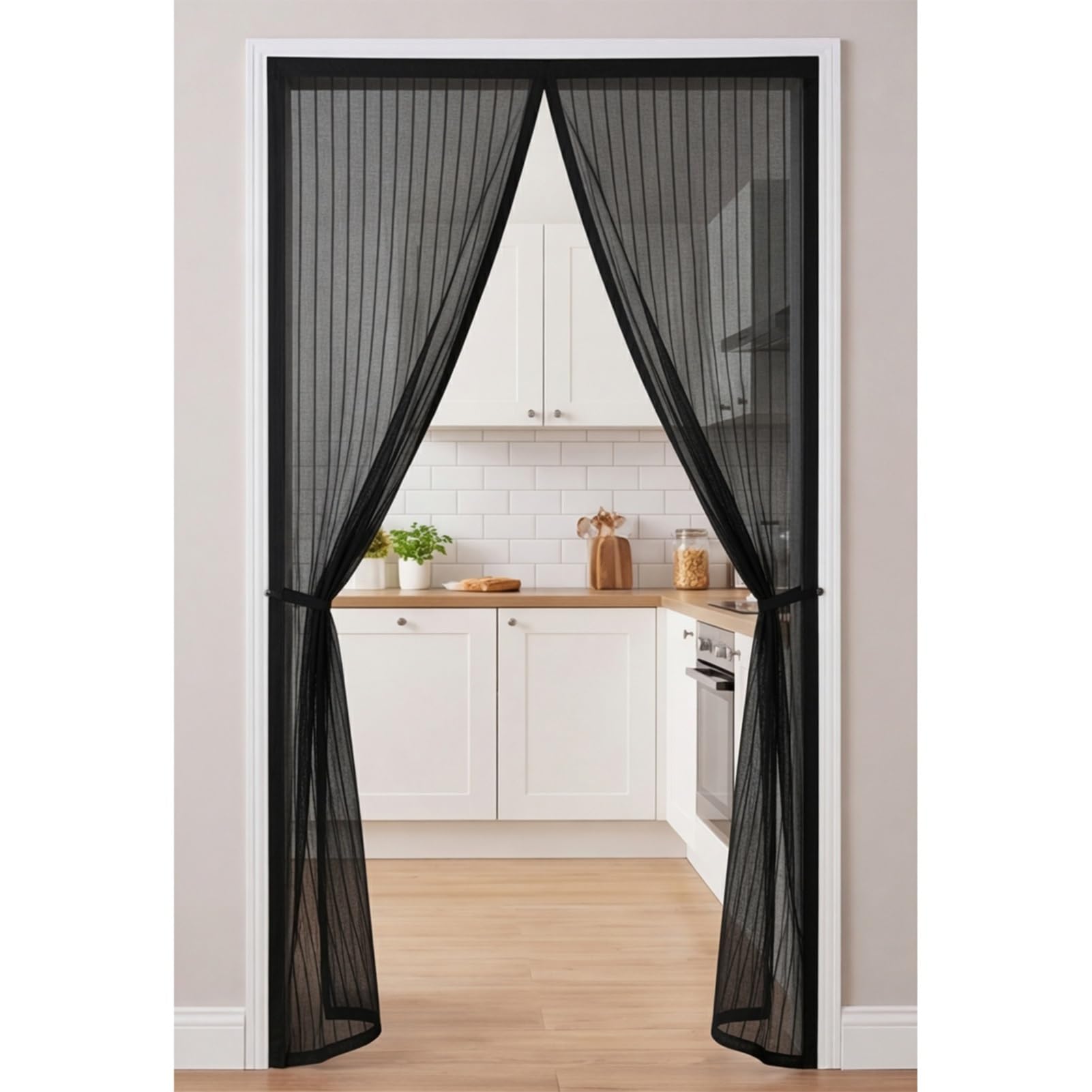 Yxrs Black Magnetic Screen Door 153 X 168 Cm Full Frame Magic Tape Kid And Pet Friendly Fly Insect Screen Door With Powerful Magnets Keeps Bugs Out Easy To Install Without Drilling,