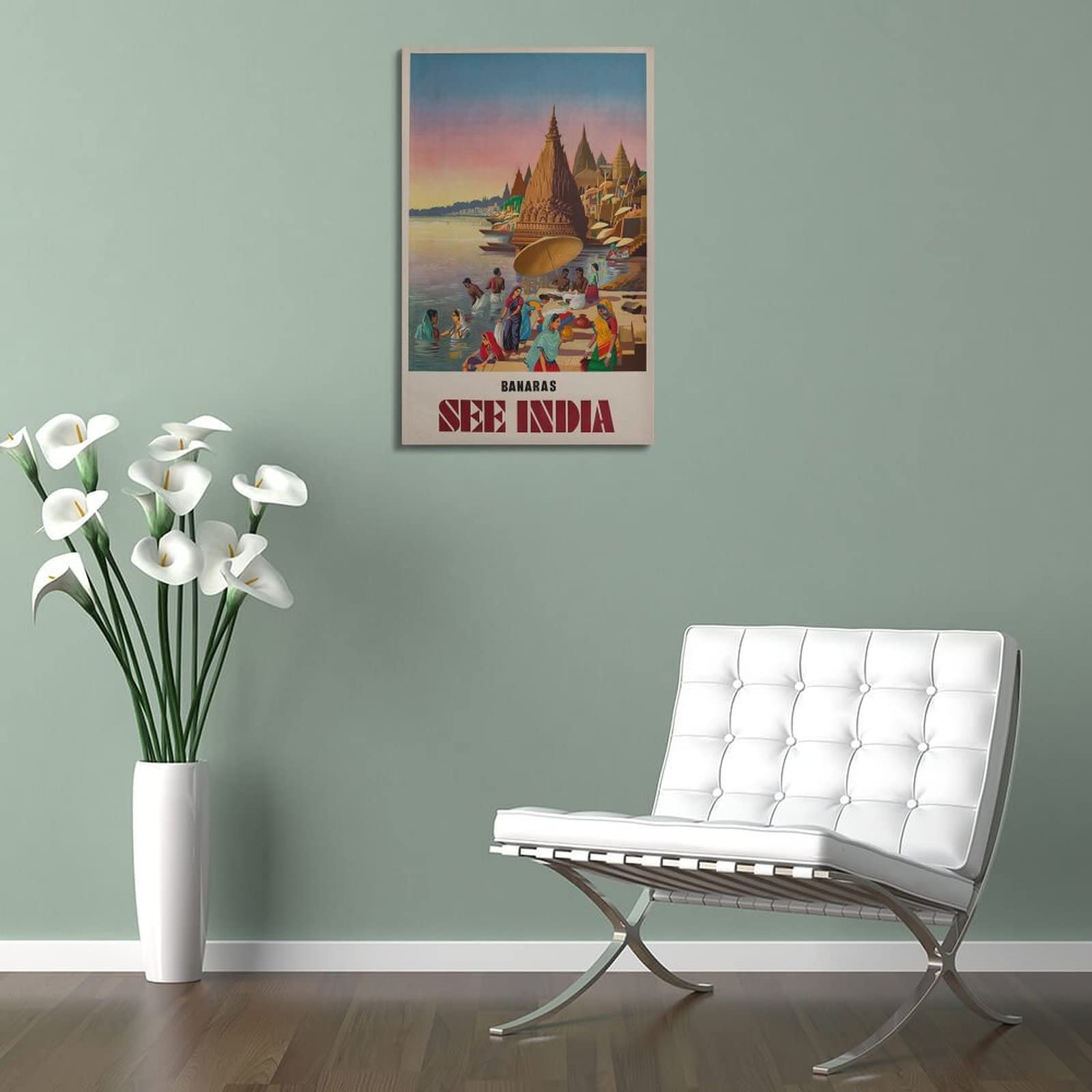 Poster Su Tela Varanasi India | Decorazione Per Camera E Ufficio | Stampa Alta Qualità 30x45 Cm