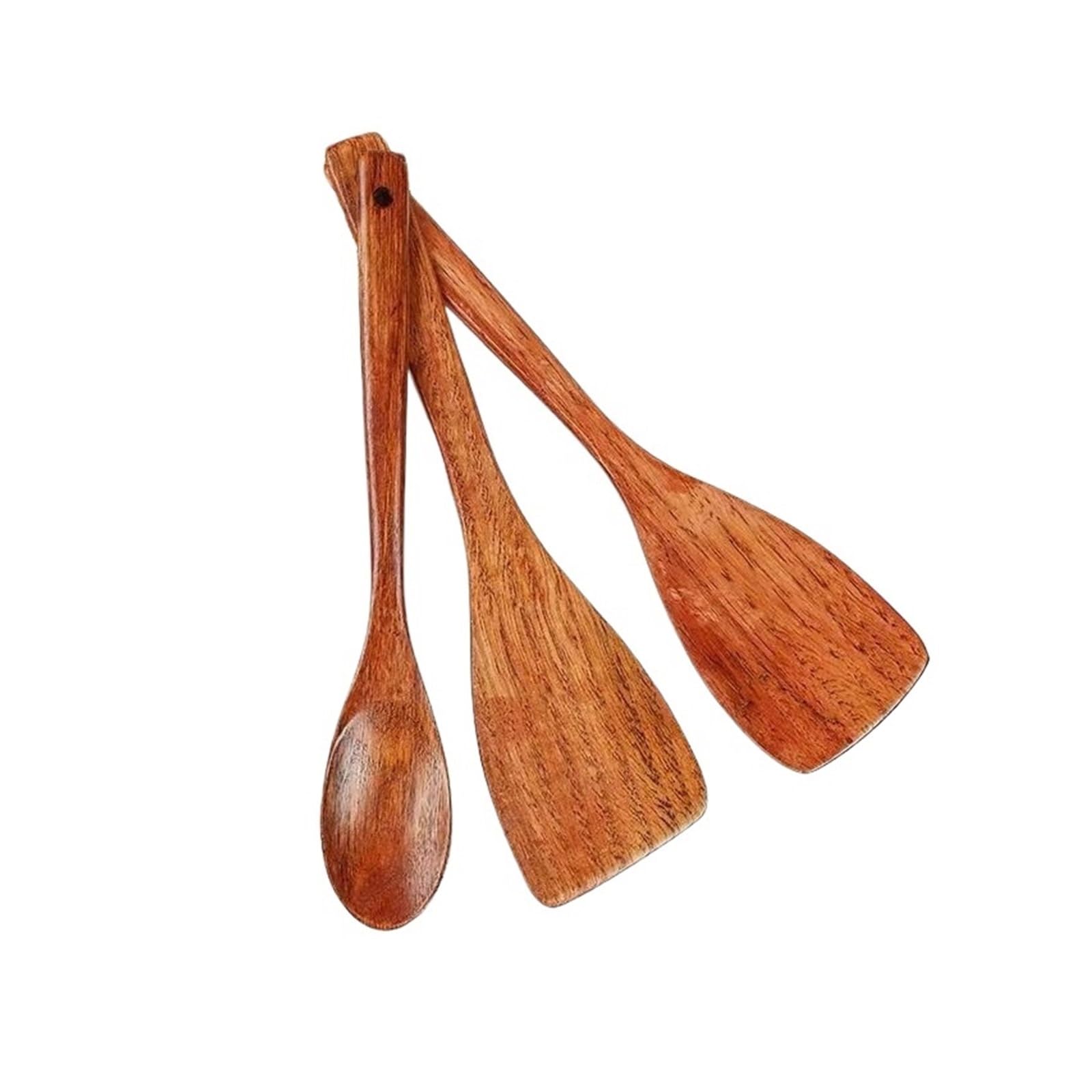 Kemutang Cuchara De Madera Cuchara De Madera Espátula De Madera Cuchara De Sopa De Estilo Japonés De Madera Maciza(3pcs)