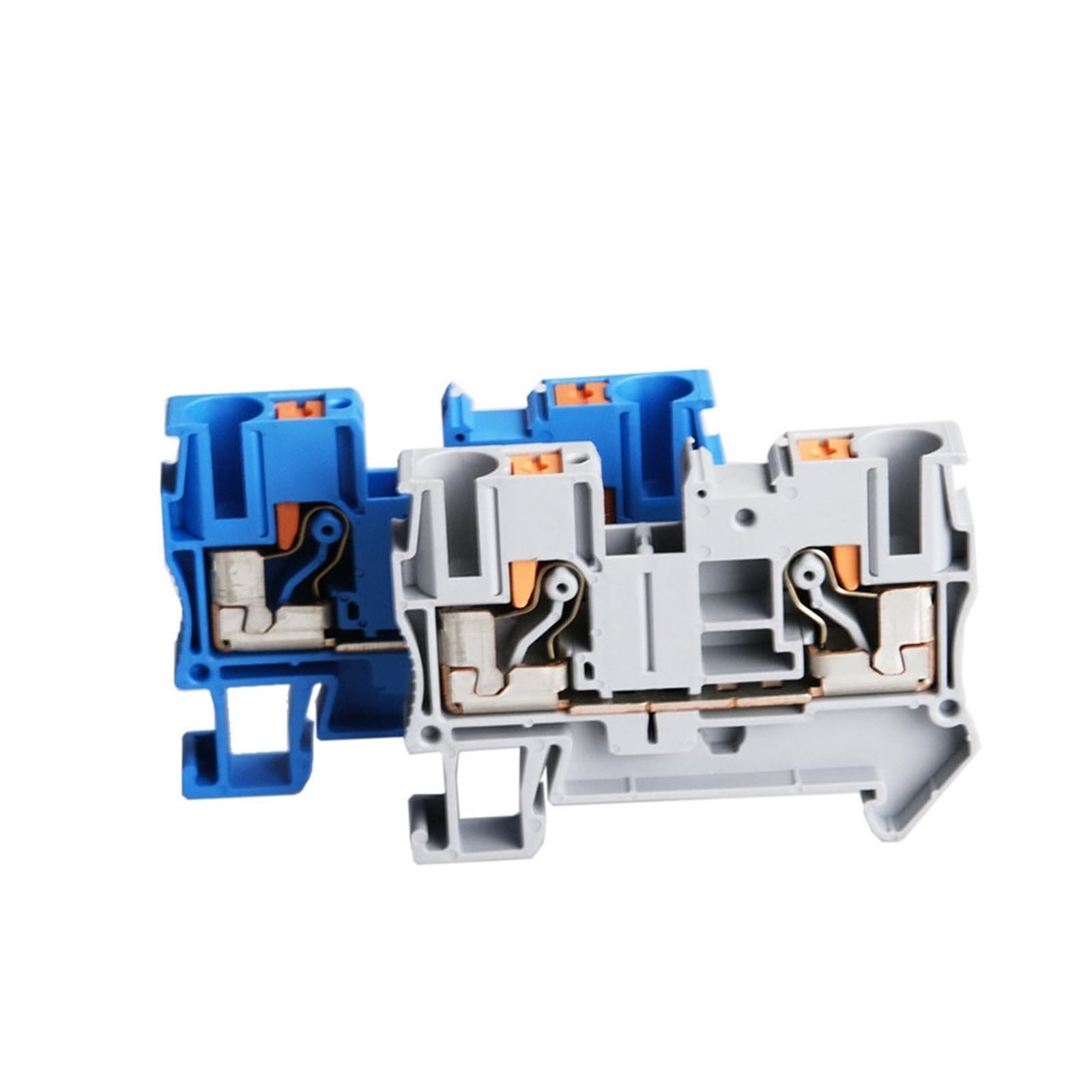 50Pcs PT-6 Din Rail Terminal Block Connectors Push in Spring Screwless Feed Through PT6 Wire Connector Conductor(Blue)