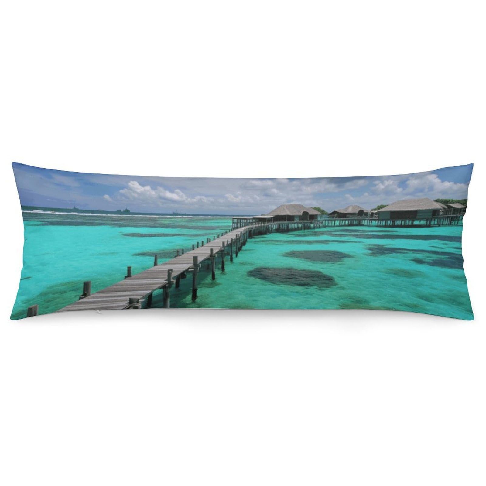 2 Pack Pillow Cases for Hair and Skin, Soft Breathable Pillow Case Covers with Hidden Zipper, Maldives Scenery Pillowcase 20"x54" Pillow Covers for Sleeping Gift