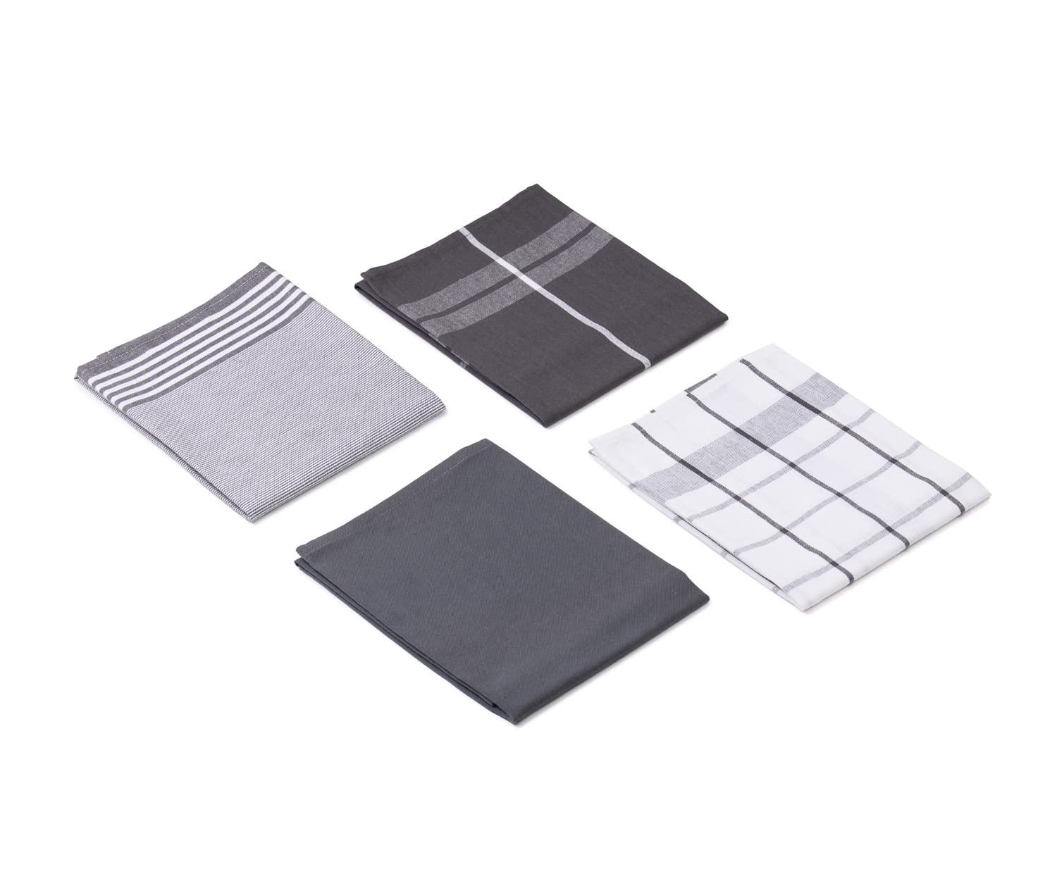 Gözze - Lot de Torchons, 4 pièces, 100% coton Tissu Jacqaurd, haute densité (200 g/m²), 50 x 70 cm - Anthracite