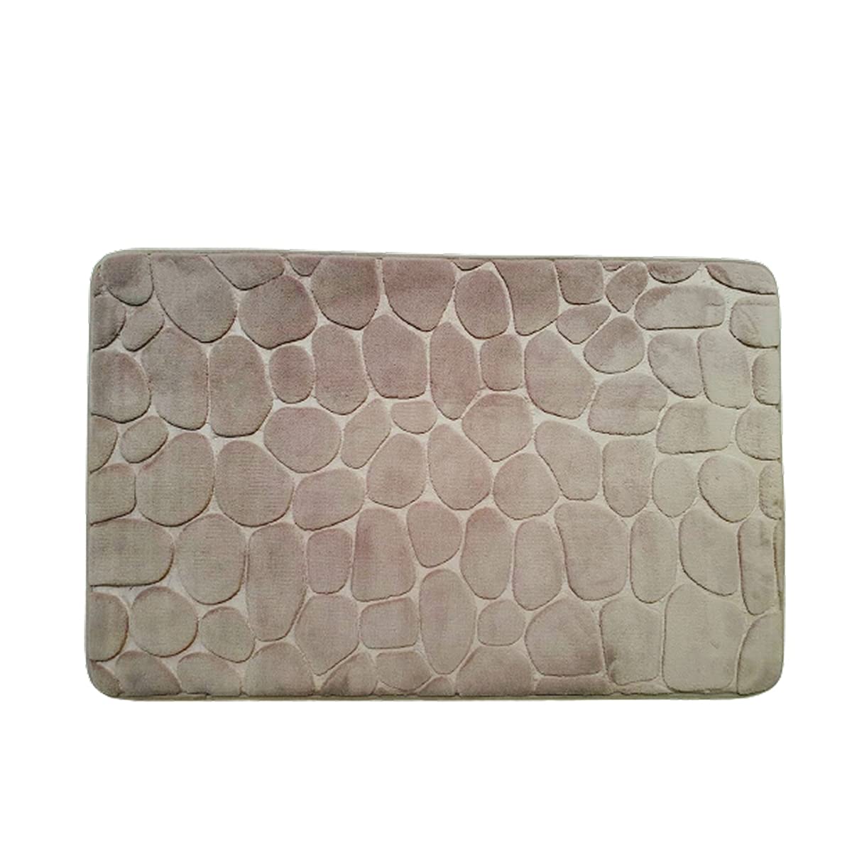 MadeInNature Tappeto in microfibra per bagno, antiscivolo in memory foam, disegno Galet 50 x 80 cm, colore nero, grigio scuro, talpa, blu anatra, fucsia (talpa, 2)