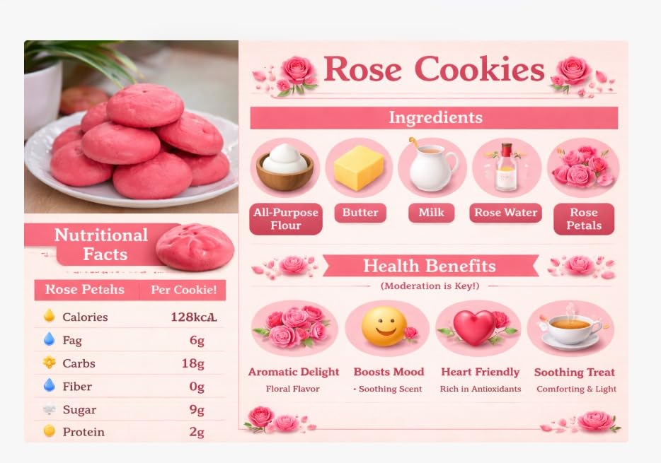 Image of MOM'S BAKERY Crunchy Rose Cookies 200 gm Homemade Floral Biscuits | Soft-Baked Roses Petals Gourmet Cookies with Creamy Flavor | T45 Flour, Butter, Sugar, Vanilla Essence | Eggless, No Palm Oil, No Preservatives | Premium Healthy & High Fiber Snacks for Anytime Cravings for Tea-Time