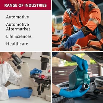 Ansell MICROFLEX SafeGrip SG-375 Disposable Latex Gloves, MD, 50/Dispenser | Blue, Size 8 (M), unisex thick latex exam gloves with 3x thickness & extended cuff, ideal for automotive & lab