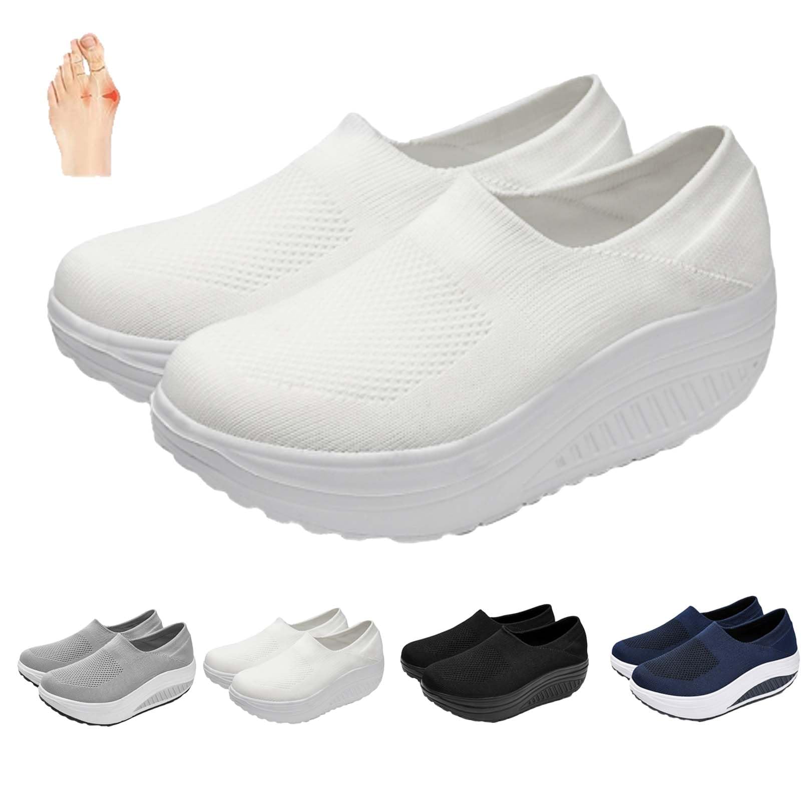 Scarpe ortopediche da donna, vestibilità larga, scarpe da ginnastica con zeppa da donna, mocassini con zeppa comode, scarpe da passeggio