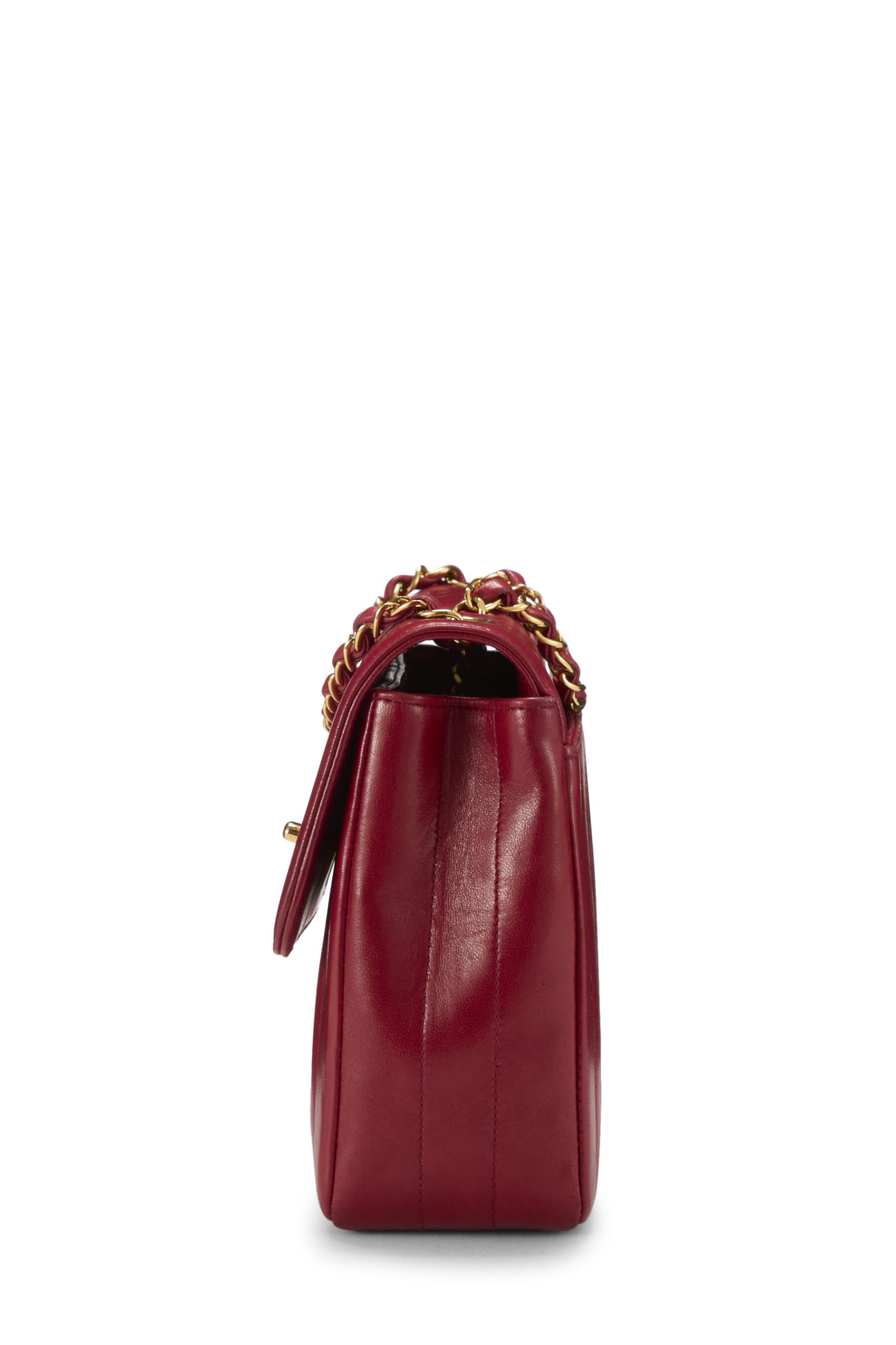 Chanel, Pre-Loved Red Vertical Lambskin Half Flap Small, Red