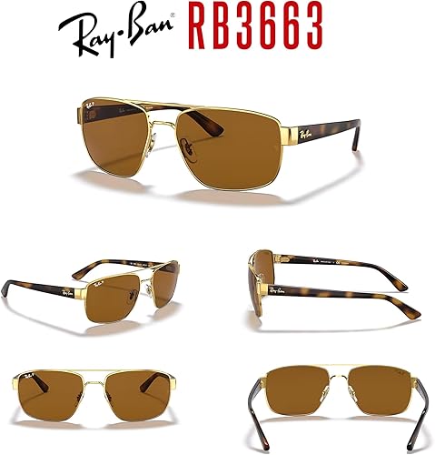 Miniatura 7 de Ray-Ban RB3663 - Gafas de sol rectangulares para hombres + paquete con KIT DE ACCESORIOS PARA GAFAS