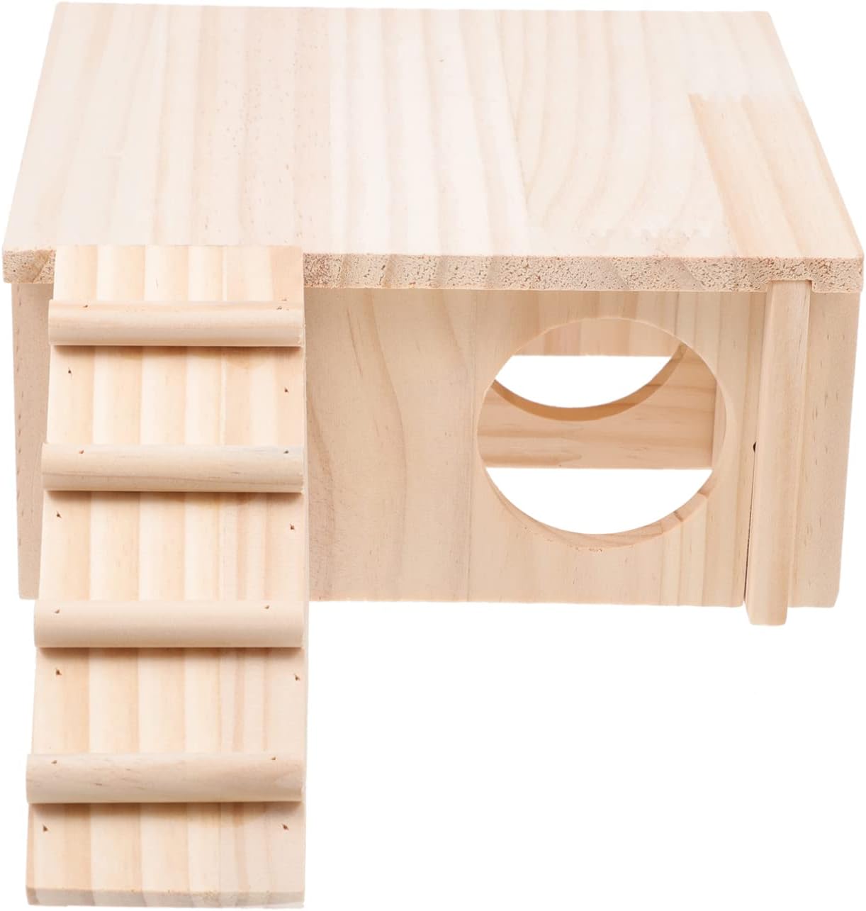 POPETPOP Hamster Escondite con La Escalera de Madera Hamster Playground Pequeño Animal Play Tunnel Hábitat Jaula Cause Accesorios para Ardilla Rabbit Rata Loros Marrón