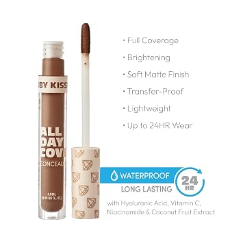 Ruby Kisses All Day Concealer Lightweight Full Coverage Multi-Use Concealer 0.13 Fl Oz (4-3 Chestnut (12))