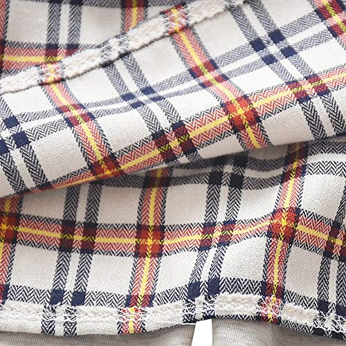 Conjunto de roupa de bebê menina xadrez desenho de pato, com top de renda e calça