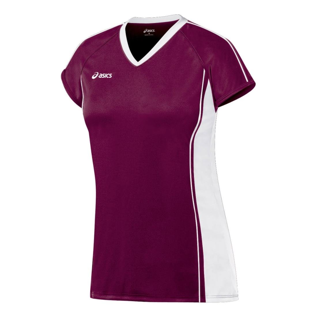 ASICS Womens Replay Jersey, Color:Cardinal/White, M