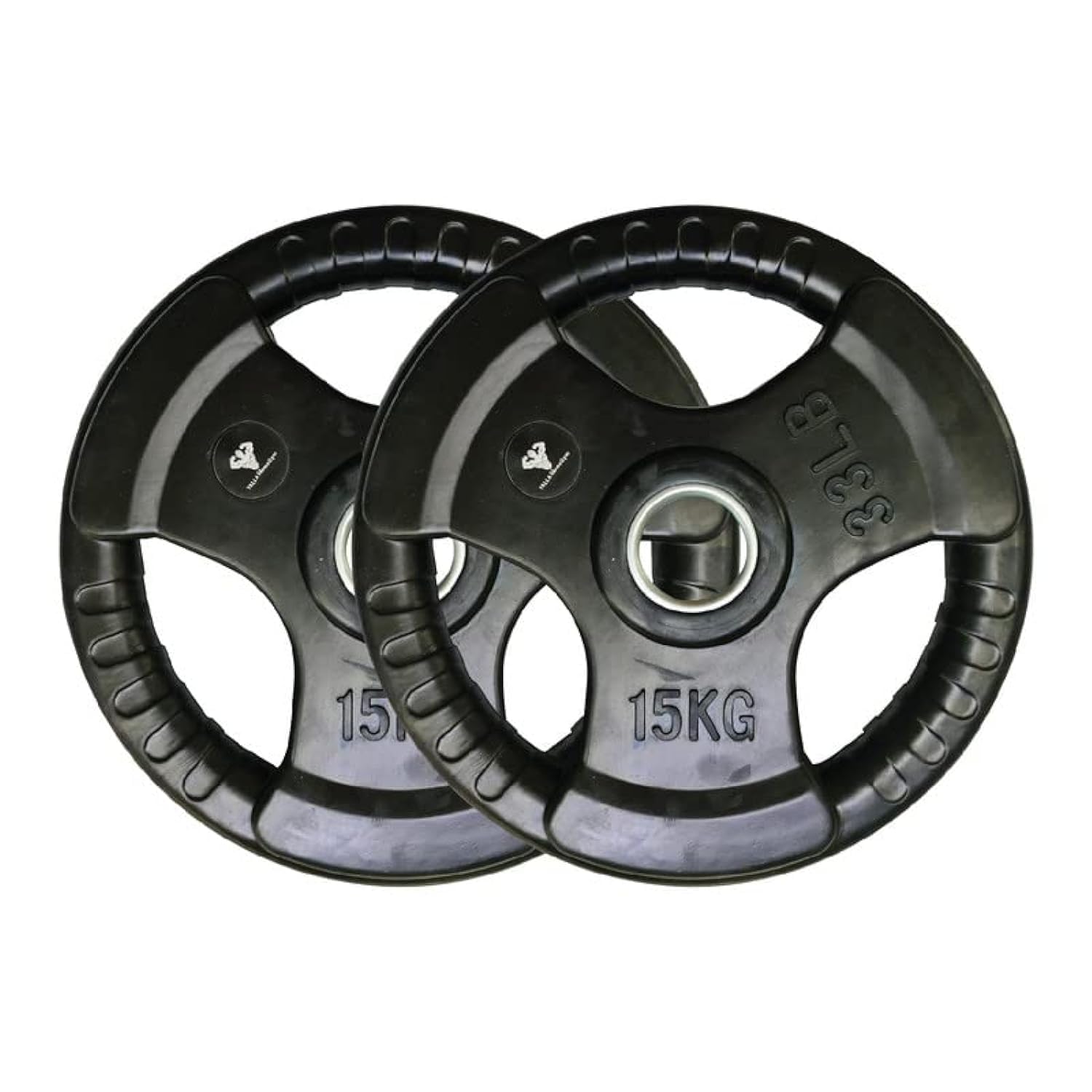 YALLA HomeGym Olympic Tri Grip Weight Plates, Solid Cast Iron Rubber Coated Weight Plates, For Weightlifting, CrossFit and Strength Training