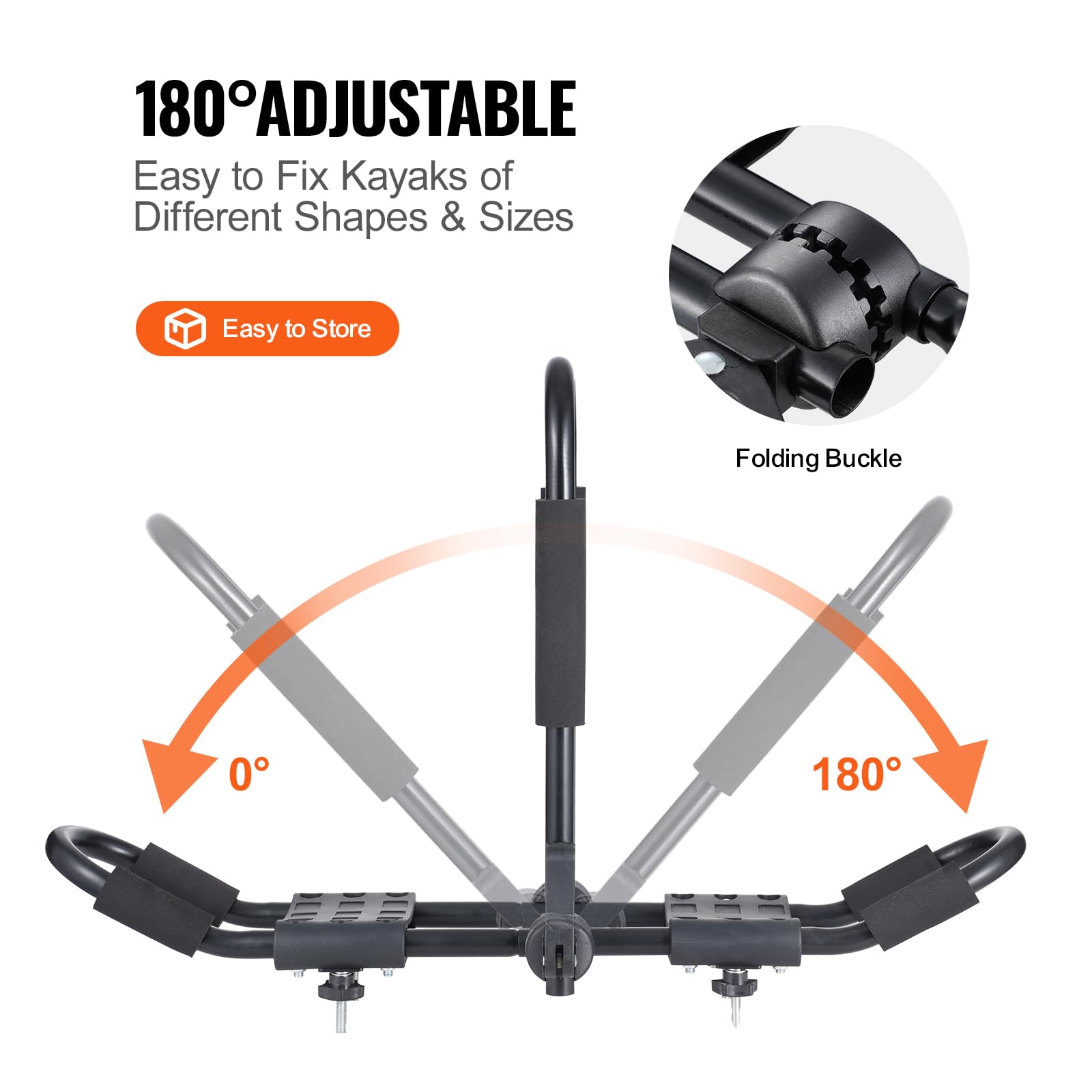 VEVOR Porte-Kayak pour Toit 1 Paire, Barres de Toit Souples en J, pour Kayak, Planche de Surf, Canoë, SUV, Camion