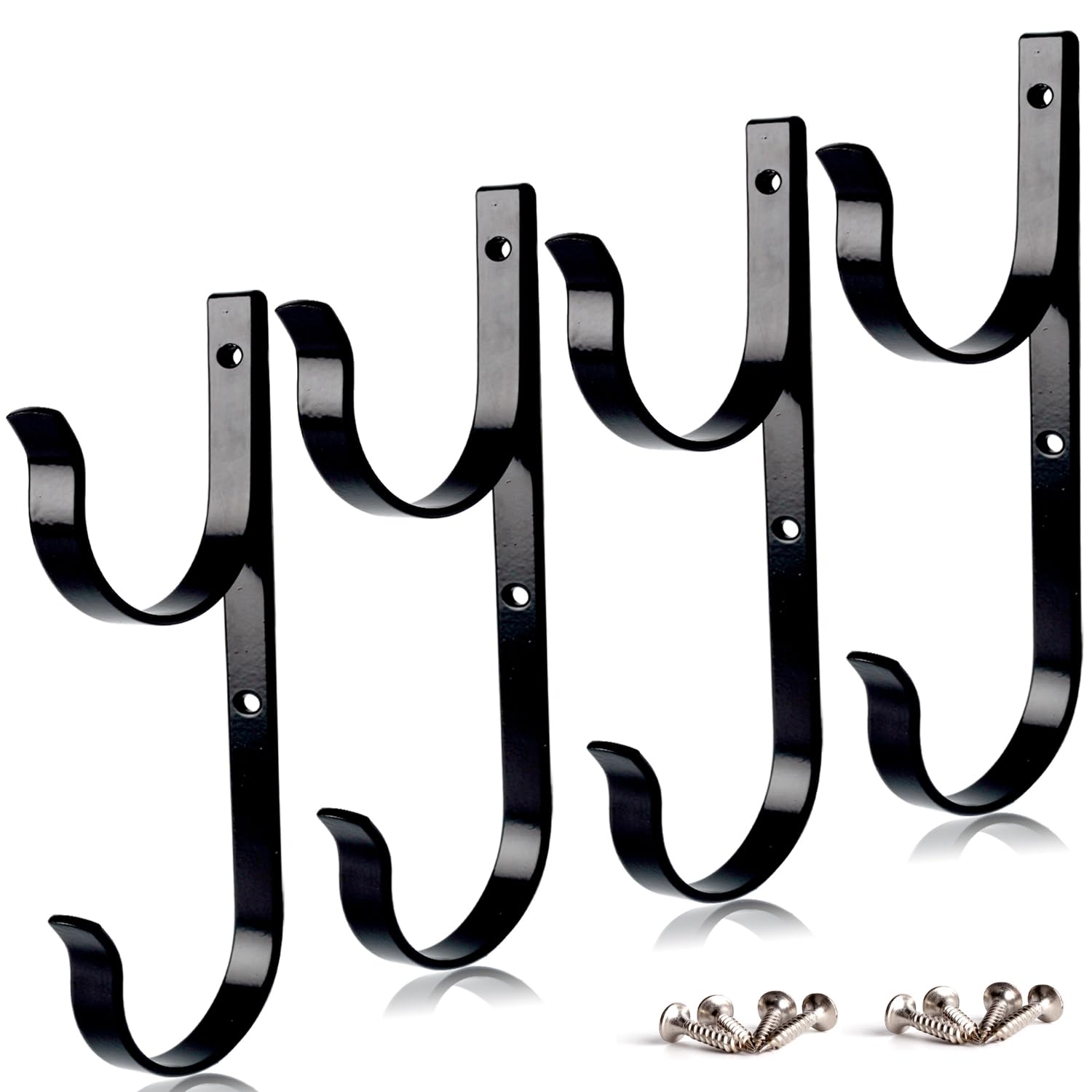 Lot de 4 crochets en aluminium pour poteaux de piscine résistants avec vis, crochets parfaits pour la piscine, les bâtons télescopiques, les écumeurs, les équipements de jardin, etc.