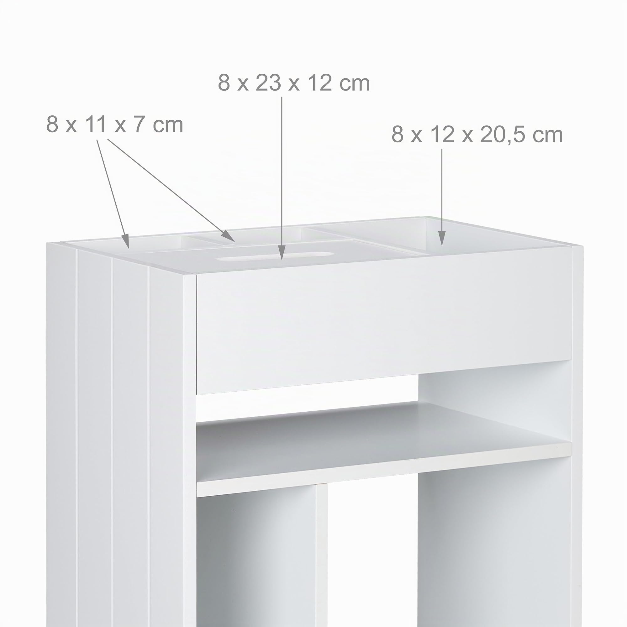 Relaxdays Carrito Auxiliar Estrecho, Especias y Cosméticos, 55x38,5x23 cm, Carro Multiusos Cocina, Baño, Oficina, Blanco