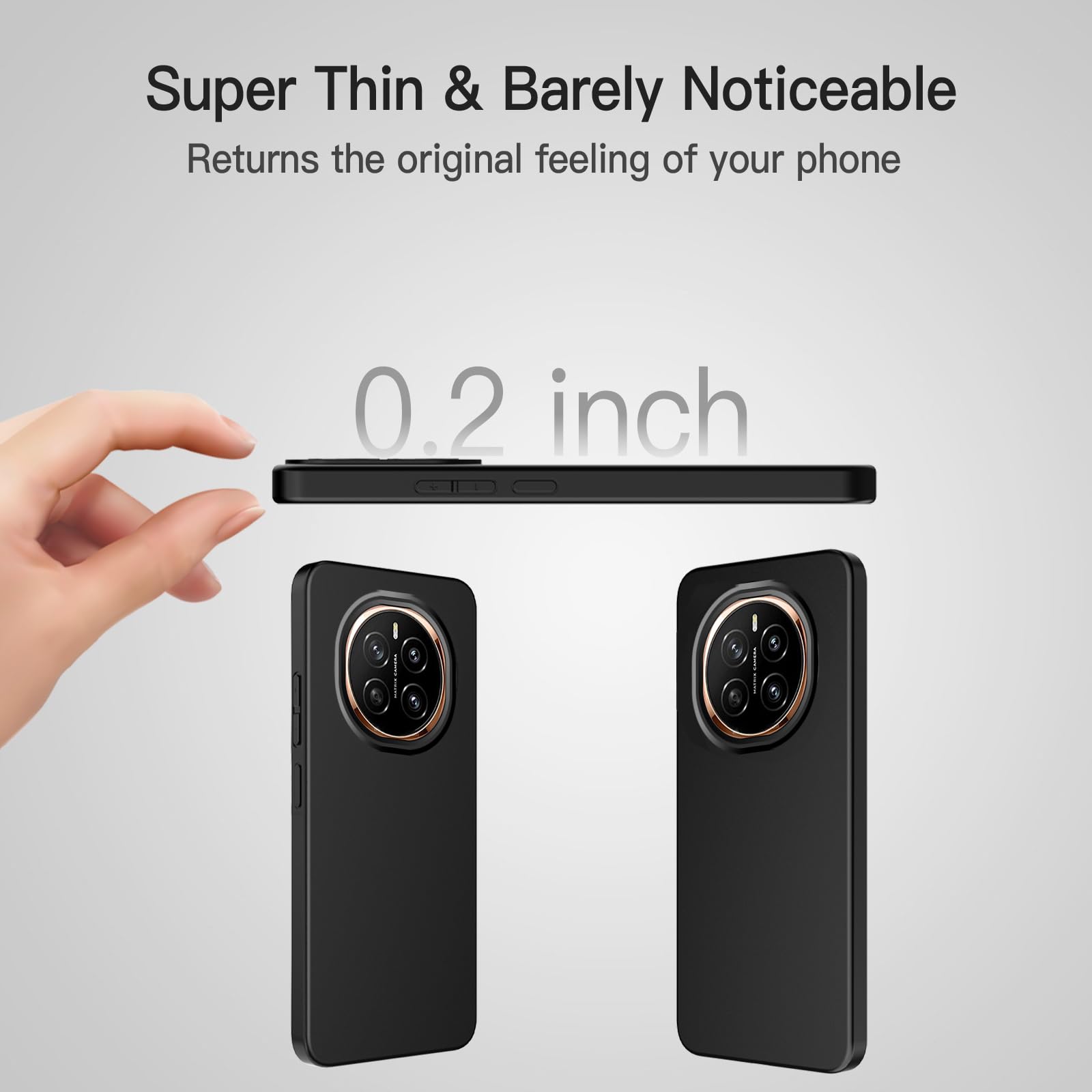 WFTE Cover per Honor Magic7 Lite/X9C/X60 Pro Cover Telefono Morbida TPU Ultra Sottile Elegante Custodia Protettiva per Honor Magic 7 Lite/X9C [Protezione Anticaduta, Antiscivolo] - Nero Opaco