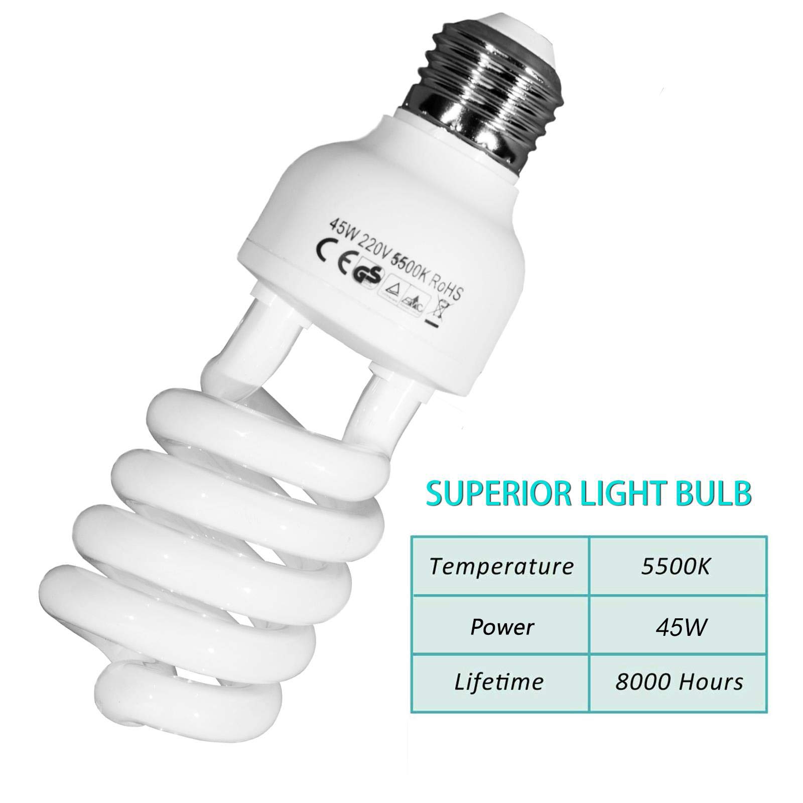 6 x 45V 5500K E27 Bombilla para Estudio Fotográfico Luz de Vídeo Luz Diurna de Fotografía