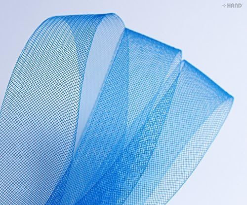 HAND Well Made Tools Nylon CRIN Trim, Bridal Webbing Horses Hair Assorted Colors - 40 mm W x 5 Meters (Blue)
