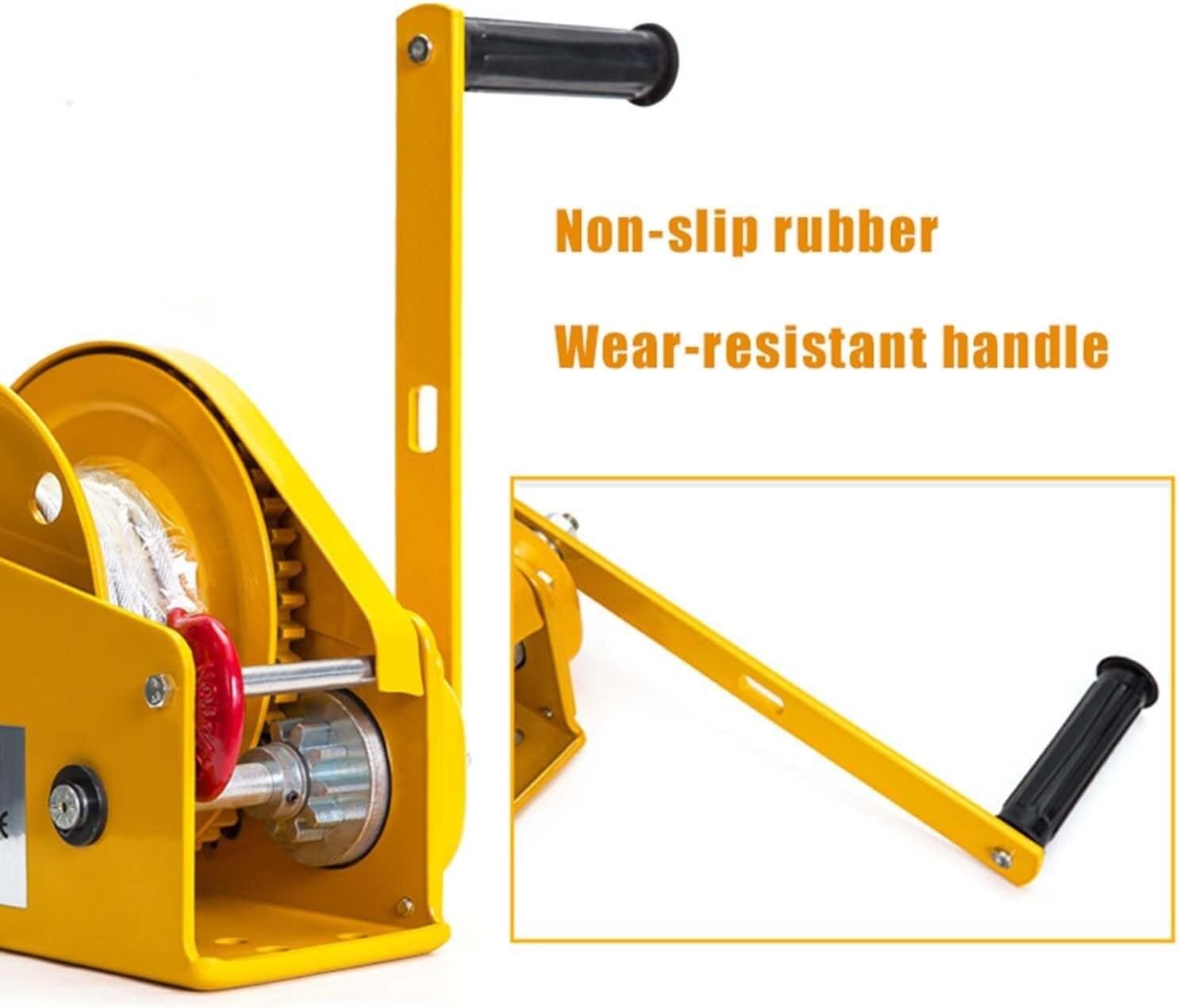 Two-Way Ratchet Manual Winch, Heavy Duty Hand Winch + 8/15/20/30M Wire Cable and Alloy Hook, 2600LBS Capacity Boat Trailer Winch, 4:1 Gear Ratio for Boat Jet Ski Trailer Marine