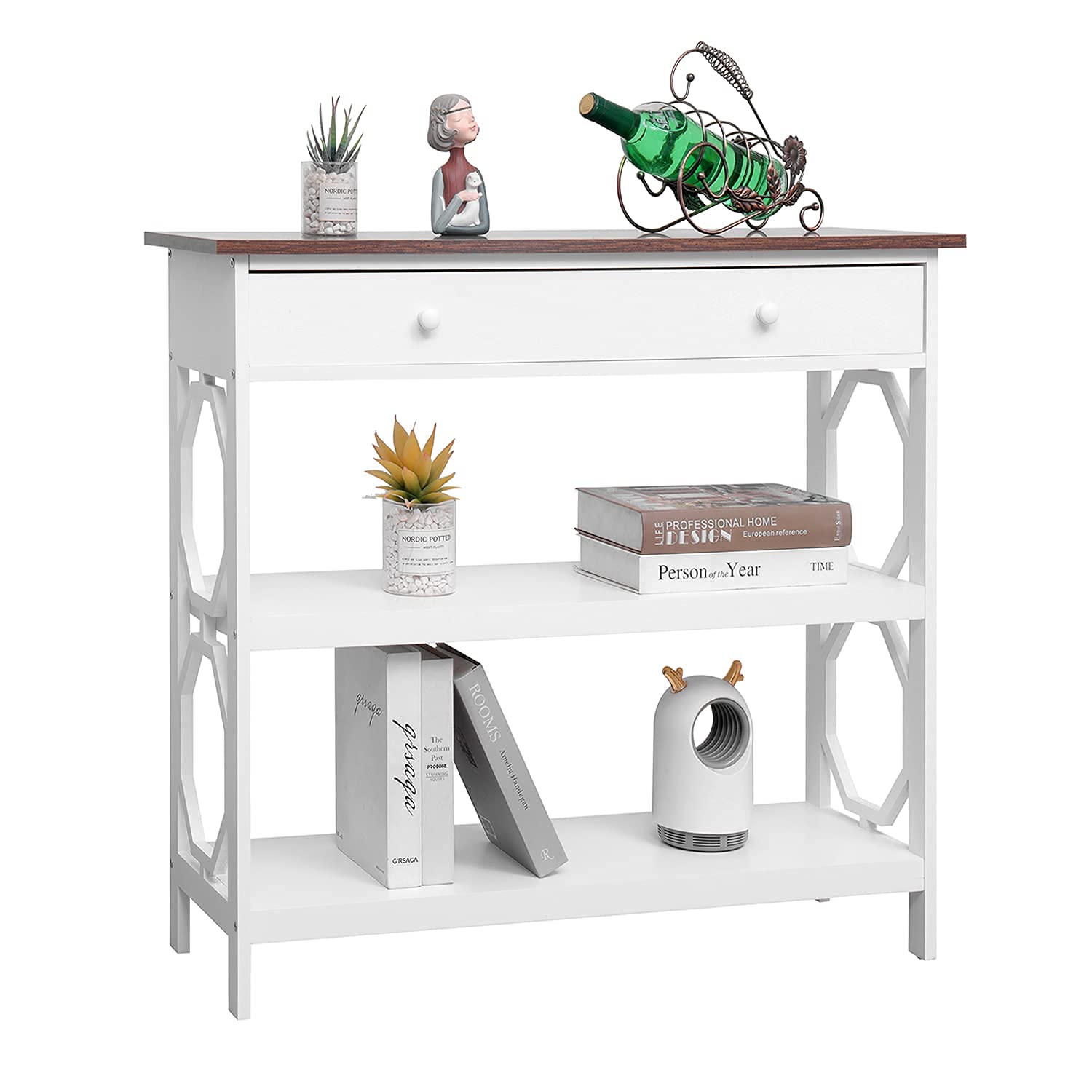 Buy Console Table for Entryway Narrow Sofa Table with Drawer and Shelves Bookshelf