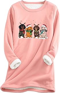 Ropa de ciclismo para mujer, con estampado navideño, forro polar grueso, cuello redondo, cálido, suave, ropa interior, ropa interior para mujer