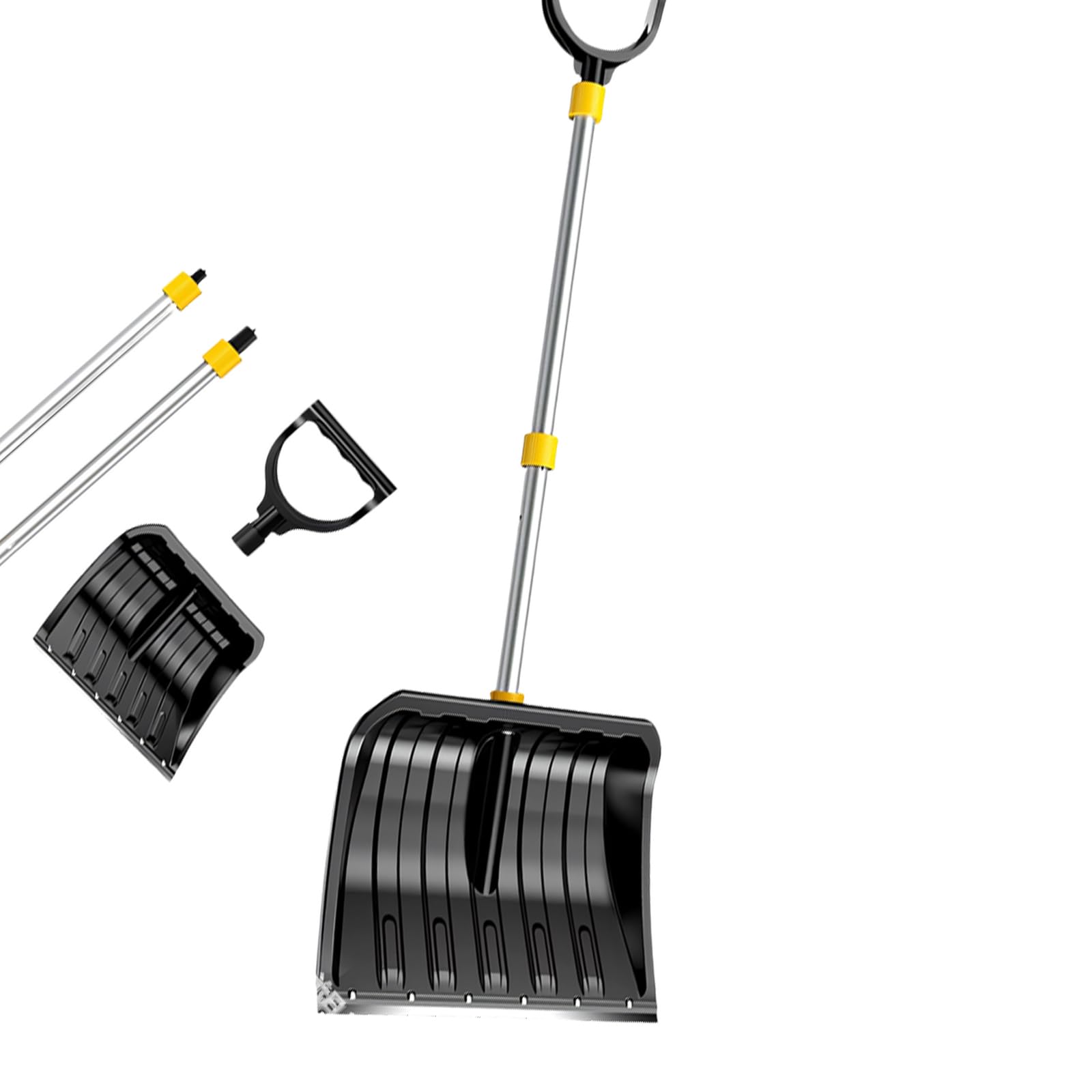 Empujador de nieve ligero y desmontable con pieza protectora de metal, para escaleras y patios, pala quitanieve para