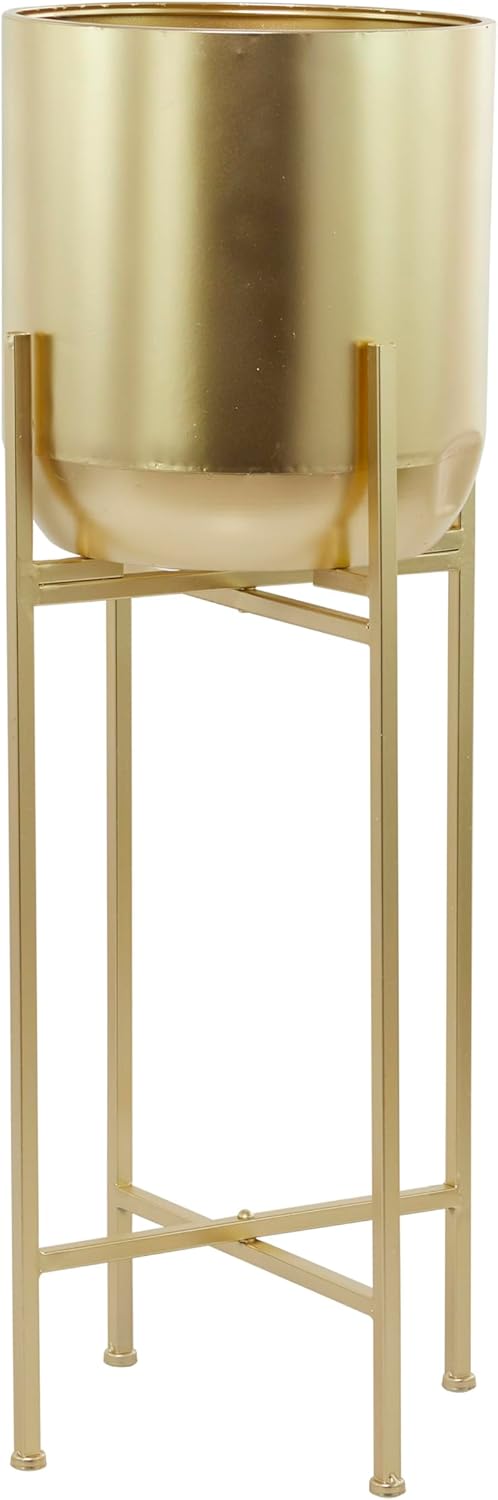 CosmoLiving by Cosmopolitan Metal Indoor Outdoor Planter Dome Large Planter Pot with Removable Stand, Planter 13" x 13" x 36", Gold Gold Planter 13" x 13" x 36" Planter