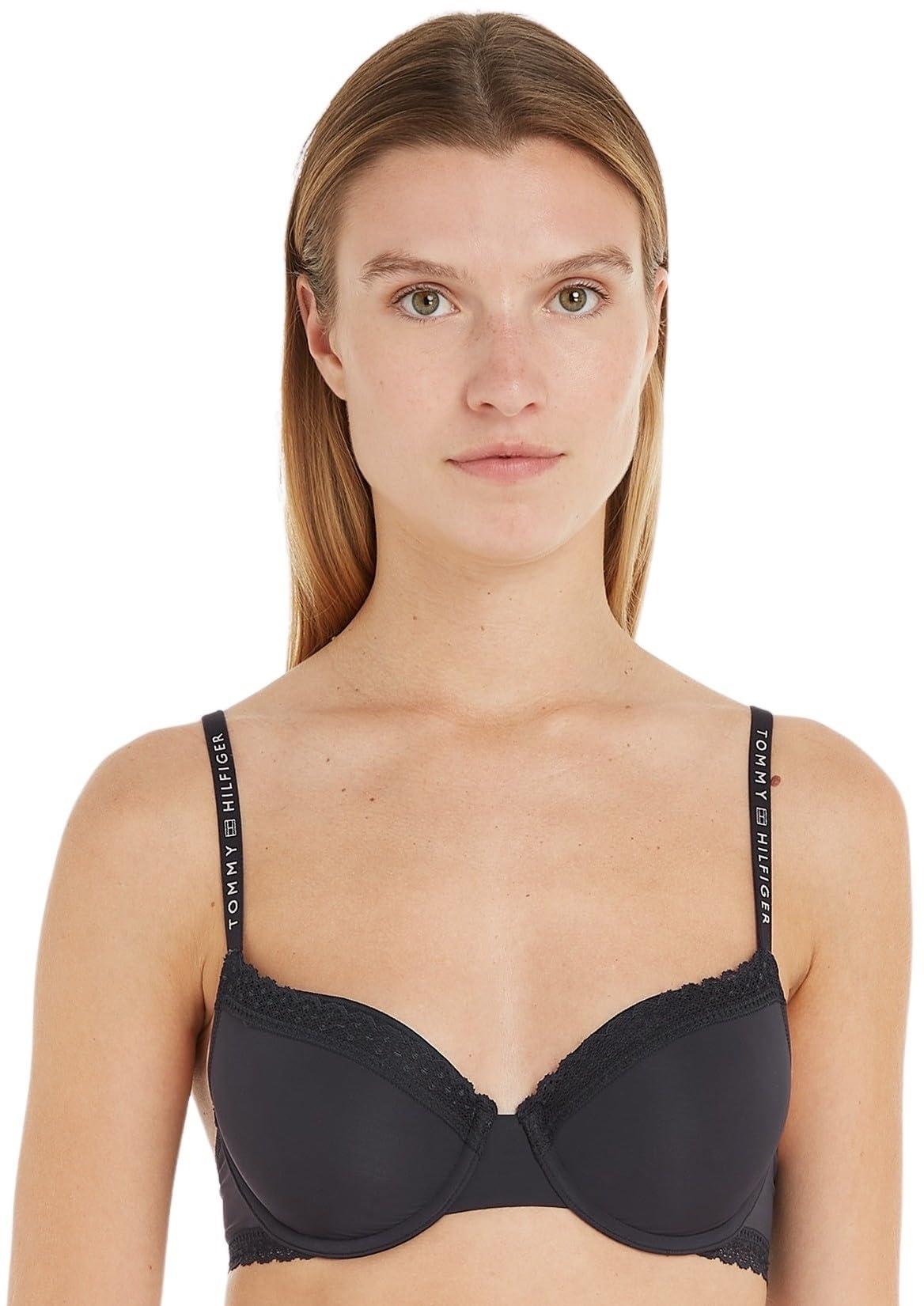Tommy Hilfiger Women's Lace Demi Cup Bra, Black (Black), 34B
