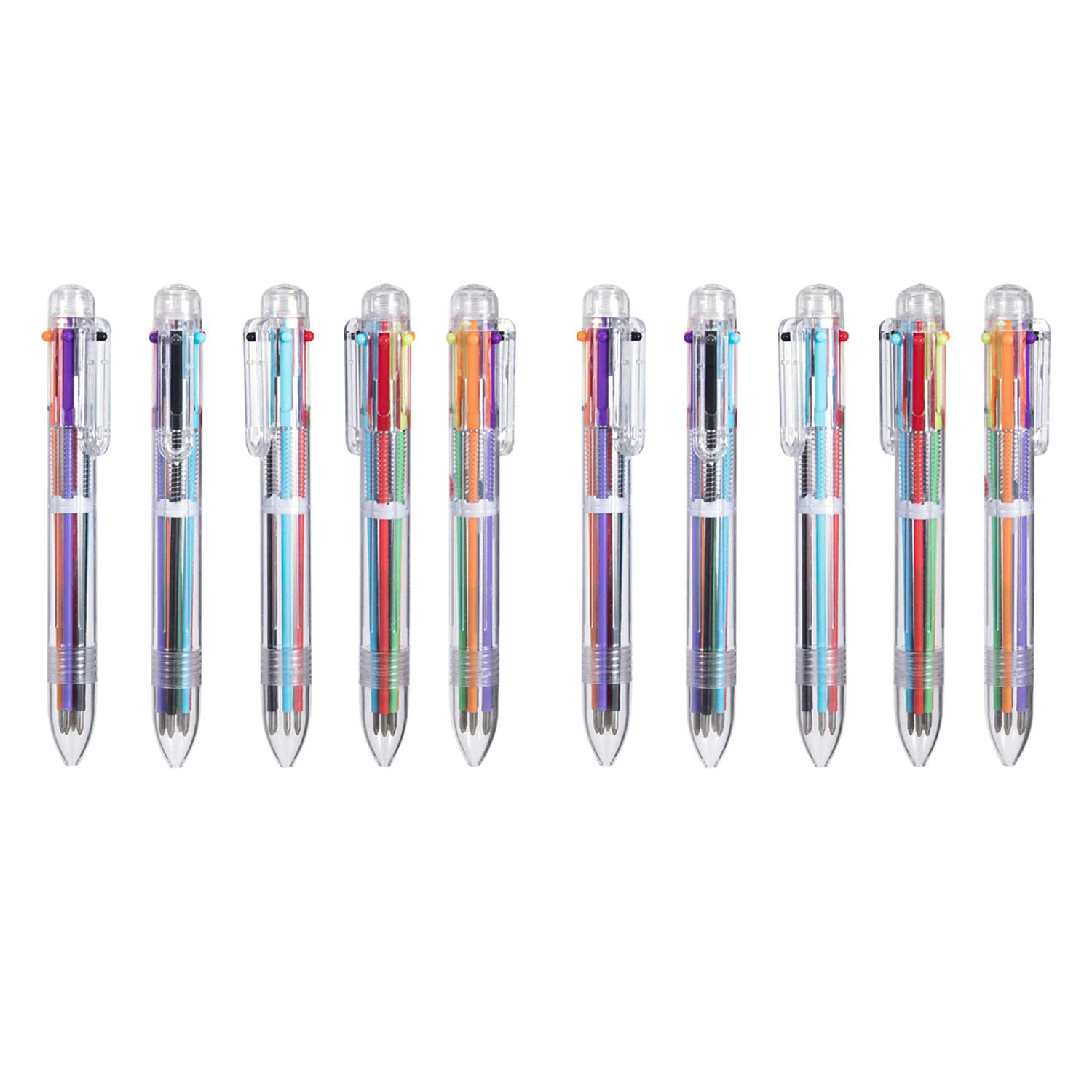 6-in-1 Multicolor Ballpoint Pen,6-Color Retractable Ballpoint Pens for Office School Supplies Students Children Gift,Party Favors（10 Pack，0.5mm）