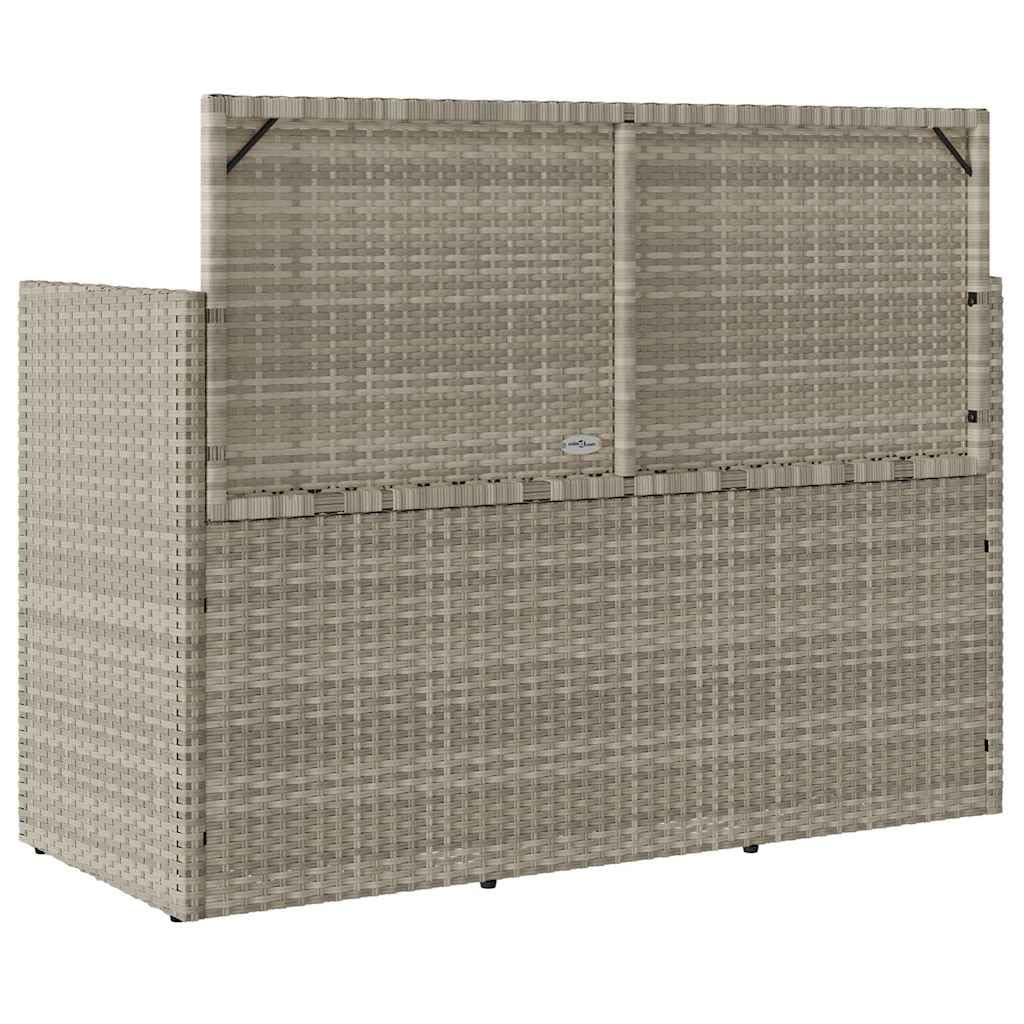 Banc de Jardin avec Coussins Gris Clair en résine tressée, mobilier extérieur avec Coffre de Rangement, Assise Confortable pour terrasse, Balcon ou Patio