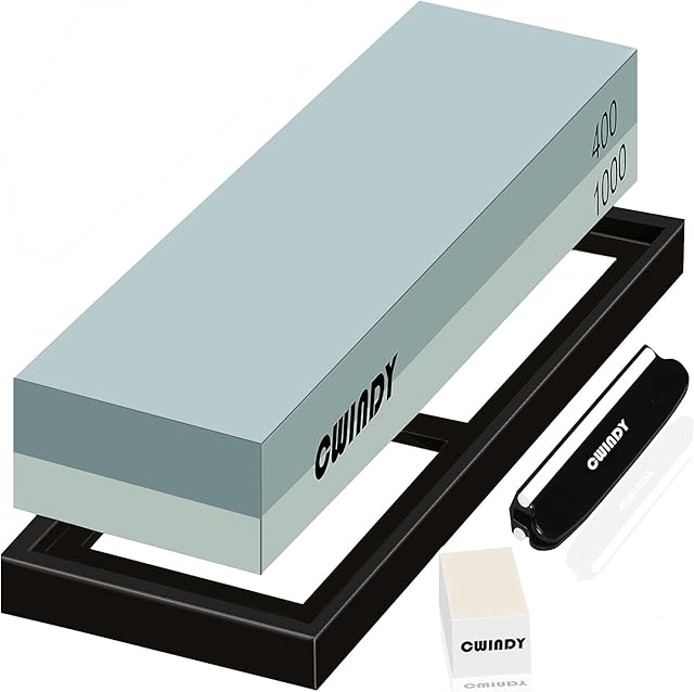 Whetstone Sharpening Stone Kit Dual Sided 400/1000 Grit Professional Whetstone Knife Sharpener Stone Wet Stone Set Nonslip Rubber Base Angle Guide, and Fix Stone