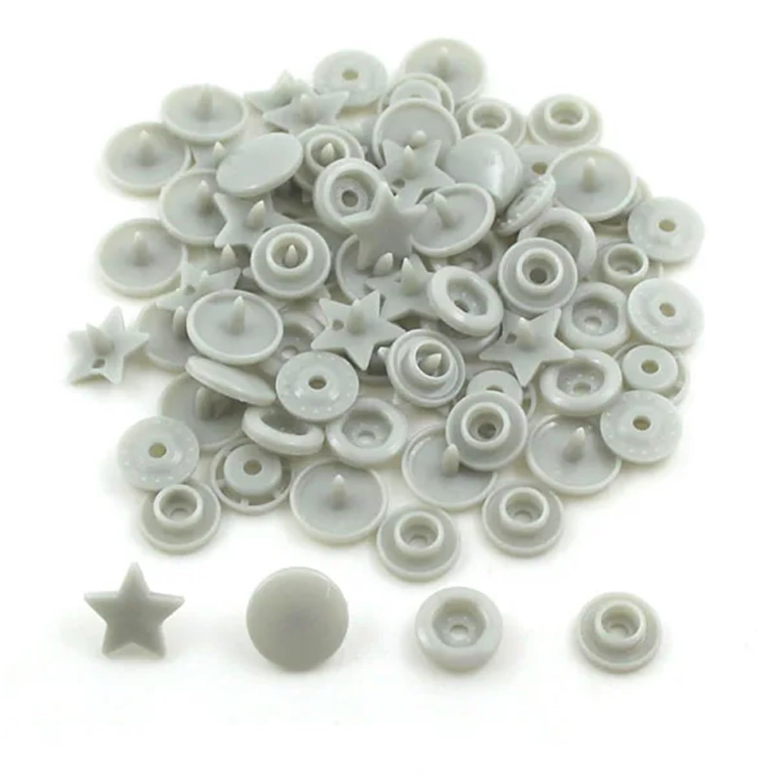 T5 Plastic Snap Buttons 200 Sets KAM Star Heart Decorative for Clothes Press Studs Fasteners Garment(B24 Star)