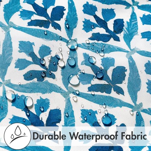 Image of MIULEE Pack of 2 Decorative Outdoor Waterproof Throw Pillow Covers Flower Print Chic Boho Accent Pillow Covers for Square Garden Patio Cushion 18x18 Inch, Navy Blue