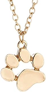 Greendou Fashion Jewelry Cute Animal Paw Print Pendant Puppy Dog Cat Pet Memorial Pendant Necklace (Gold)