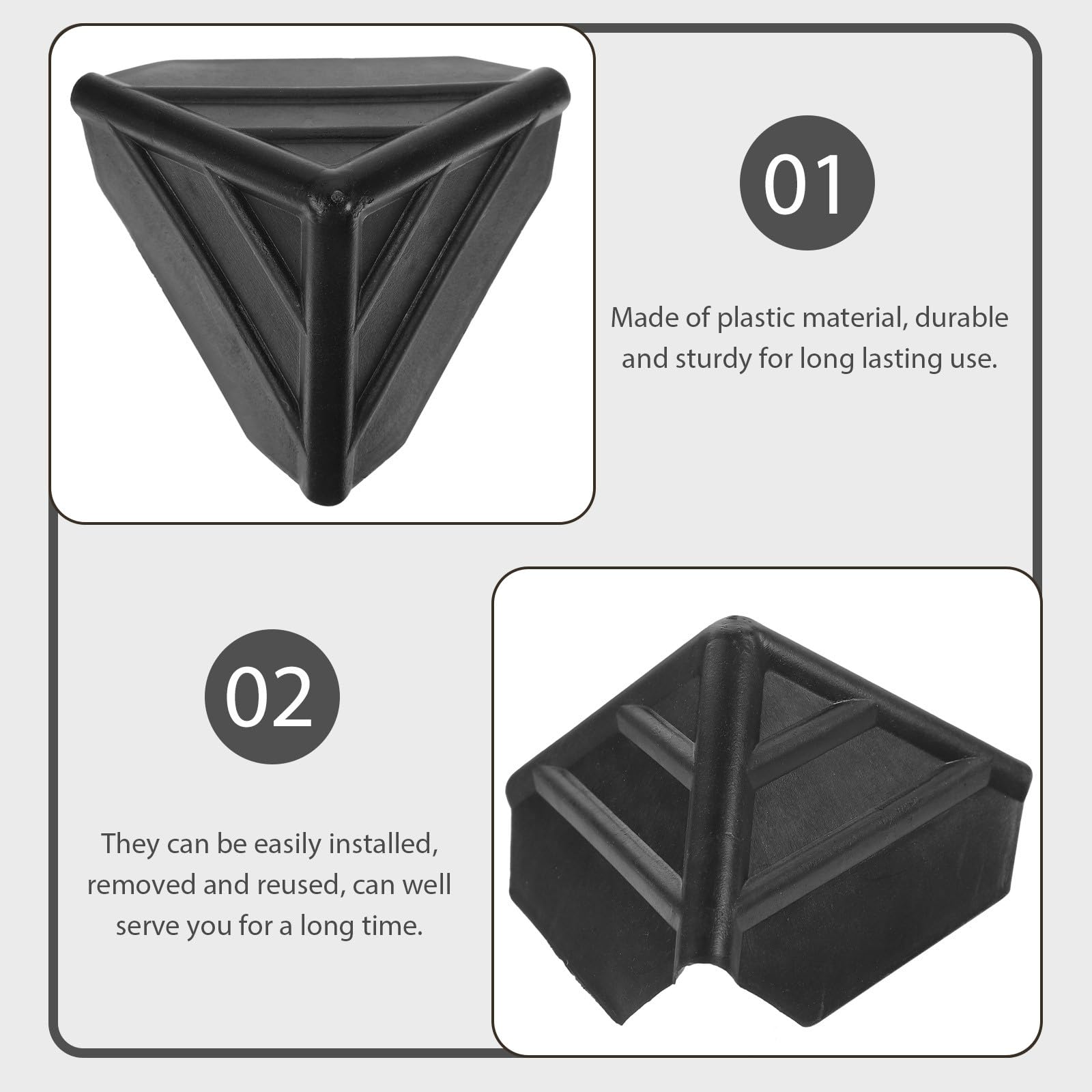Healvian D'angle en Plastique Noir Installation Facile 100 Pièces Légères pour Emballage et Expédition pour D'angle de Boîte et Meubles