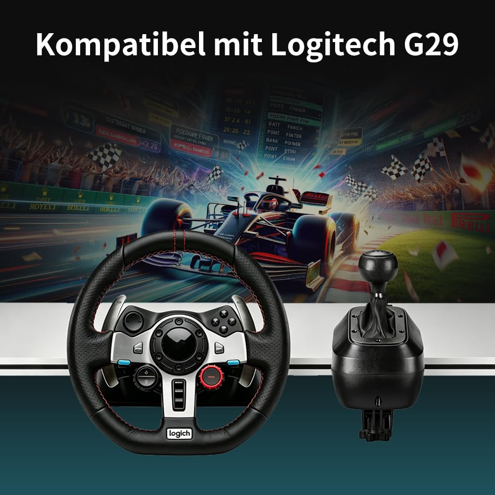 NBCP Schaltgetriebe Driving Force, Gaming Racing H Schaltgetriebe, kompatibel mit Logitech G29 Rennräder