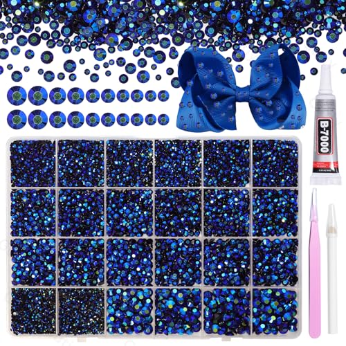 21000Pcs Black Blue AB Rhinestones for Bedazzling Kit Mix Sizes Jelly Bedazzling Resin Gems Gems Bedazzling for Crafting Black Blue AB Flatback Resin Rhinestones for Craft DIY Face Makeup