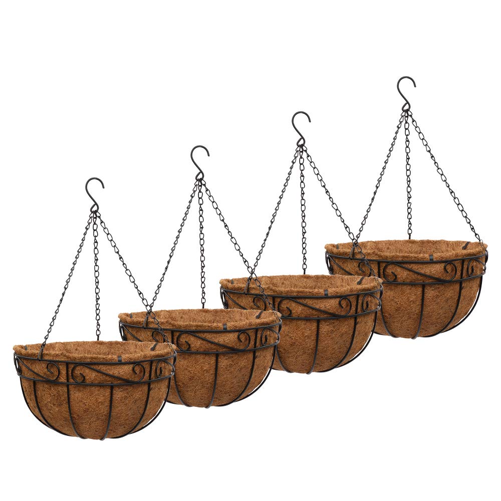 VINGLI 4 PCS Metal Hanging Planter Basket, Hanging Flower Pot Basket