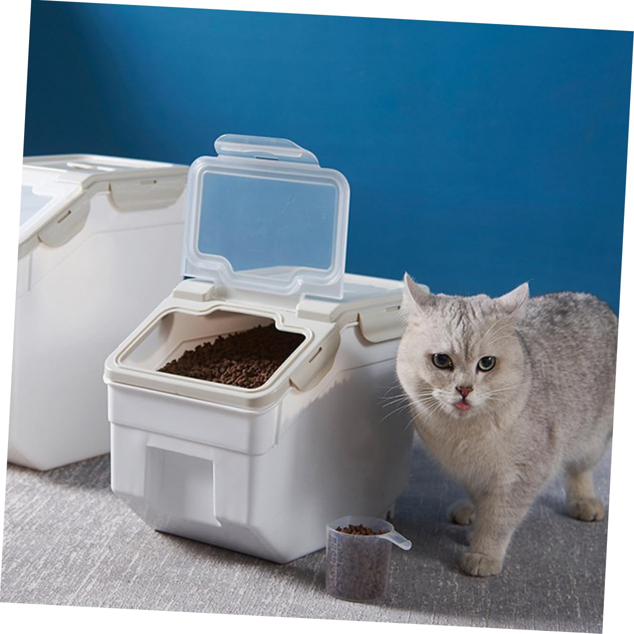 UPKOCH Contenitore per Crocchette Animali Domestici in Pp Design Ermetico e Affidabile, Barile Beige Semplice e Raffinato, per Conservare Cibo Asciutto e Alimenti per Animali