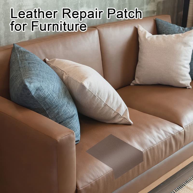 Miniatura 6 de Parche de reparación de cuero grande para muebles, kit de Tepair de cuero de 15.7 x 118 pulgadas, cinta de reparación de cuero autoadhesiva para