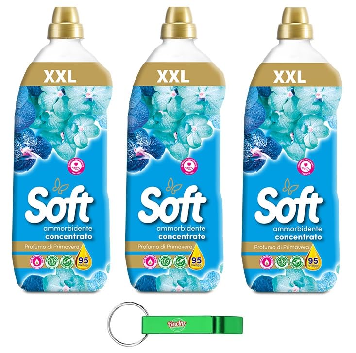 Suavizante concentrado Soft XXL Ammorbidente Concetrato Primavera con aroma primaveral – Detergente para el cuidado de la ropa 95 lavados 2L + llavero Beni Culinari gratuito