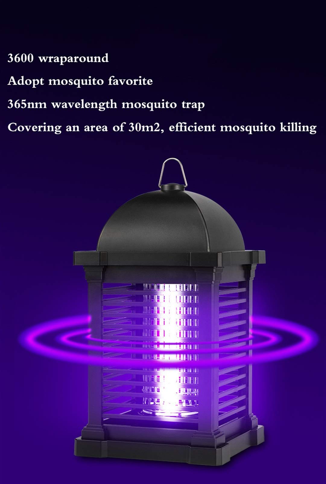 Trappola per Insetti,Trappola Elettrica Anti-zanzare Lampada Repellente per Insetti Antizanzare Lampada Cattura Insetti, Luce UV a 360 Gradi,