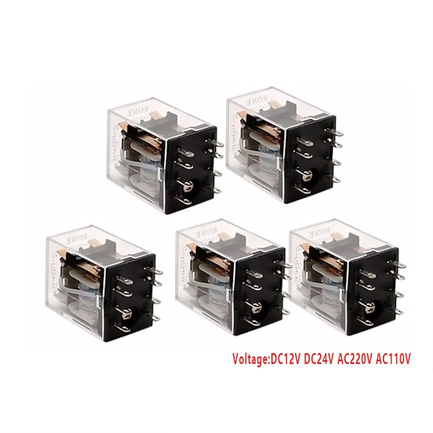 5Pcs Intermediate Relay Mini Electromagnetic Relay Switch with LED Coil General DPDT 8/11/14 Pins AC 110V 220V DC 12V 24V(MY2NJ HH52P,AC24V)