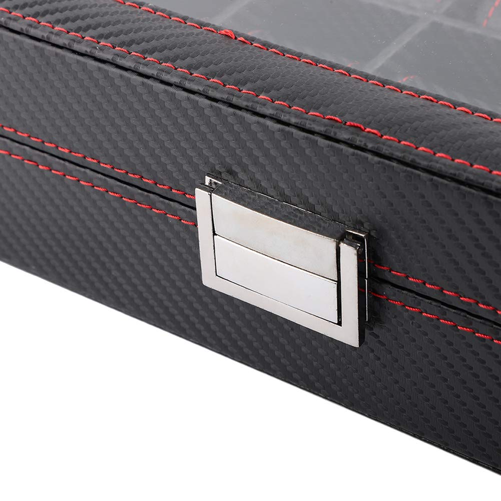Yctze Boîte à Montres en Fibre de Carbone à 10 Emplacements – Étui de Rangement de Voyage pour Présentation de Bijoux, Rangement élégant pour les Collectionneurs, Design élégant avec Oreillers et