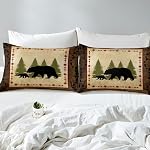 Bear Feuilles de lit Set King Size Rustic Farmhouse Feuille de faune de l'ours Ensemble de feuilles d'ours sauvages Country Cabin Lodge Decor Bedding Set Nature Woodland Bear Paw Print Top Sheet with Pocket Brown Green 4Pcs