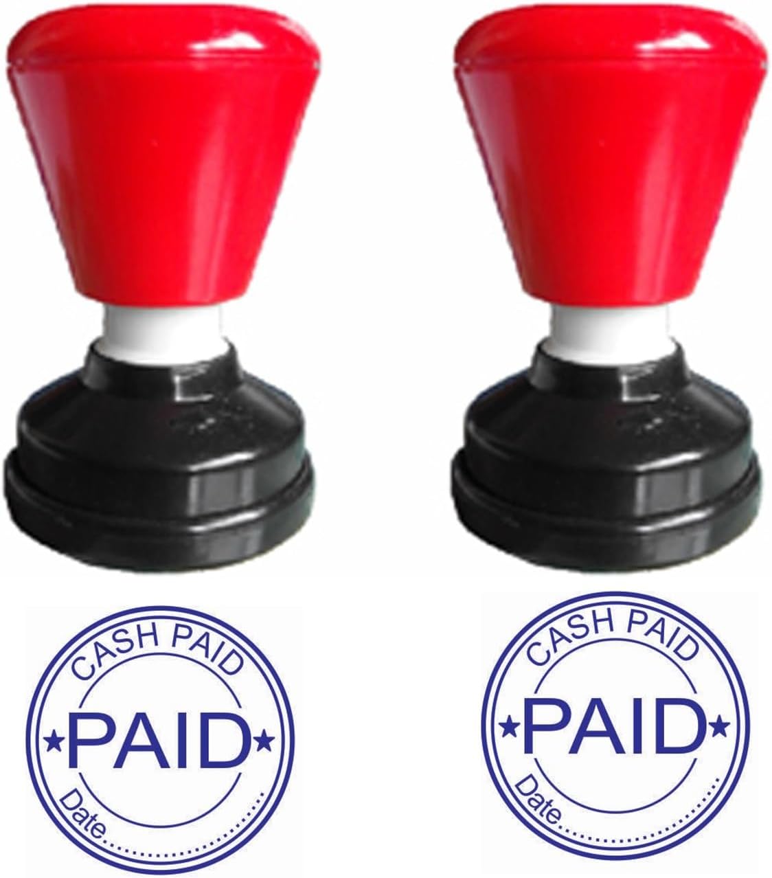 Cash Paid with Date 30mm Round Blue Color self Ink pre Ink Rubber Stamp Pack of 2