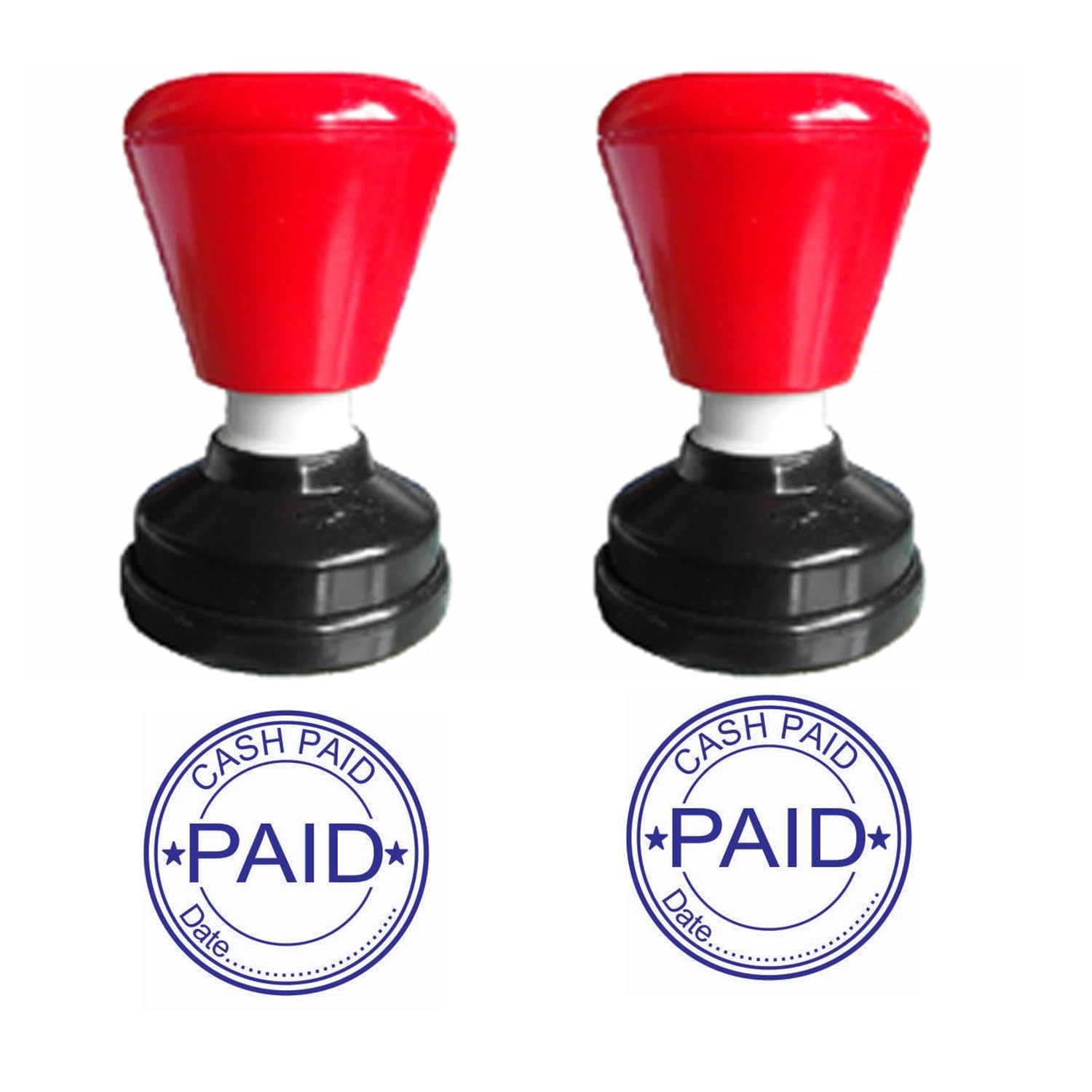 Cash Paid with Date 30mm Round Blue Color self Ink pre Ink Rubber Stamp Pack of 2