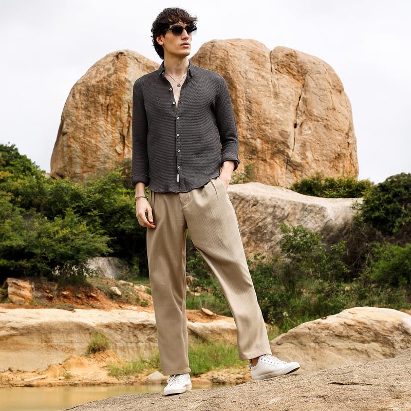 Image of CAHOOT Men's Solid Utility Shirt | Casual Wear | Spread Collar | Long Sleeve | Button Closure | Shirt Crafted with Comfort Fit for Everyday Wear